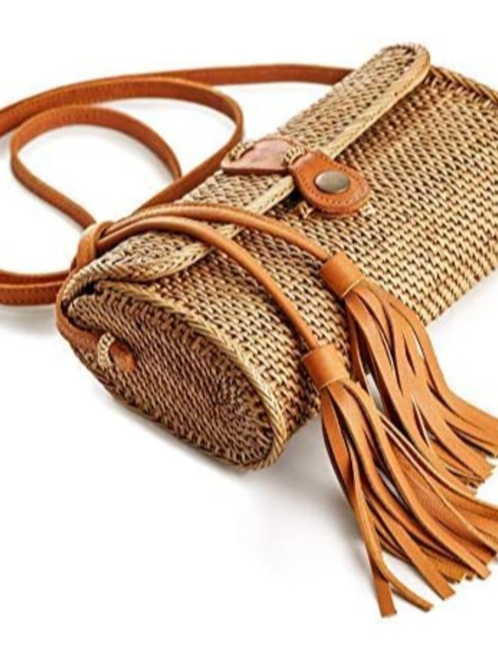 Rattan Bags for Women - Handmade Wicker Woven Purse Handbag Circle Boho Bag Bali - Picture 4 of 6